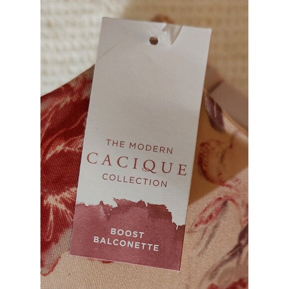 Cacique Bra 46C Romantic Pink Roses Boost Balconette Underwire NEW - Picture 10 of 15